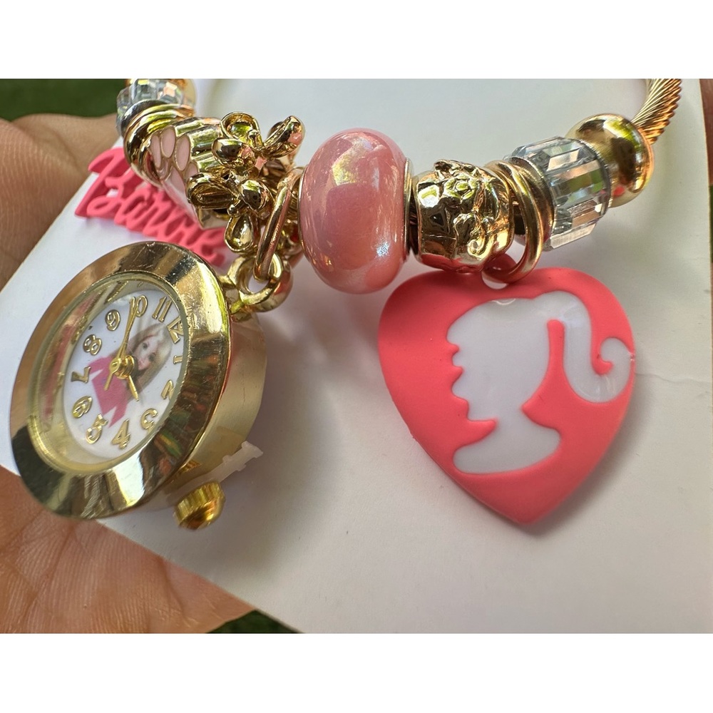 Barbie Charm and watch Bracelet Gold Stainless Steel